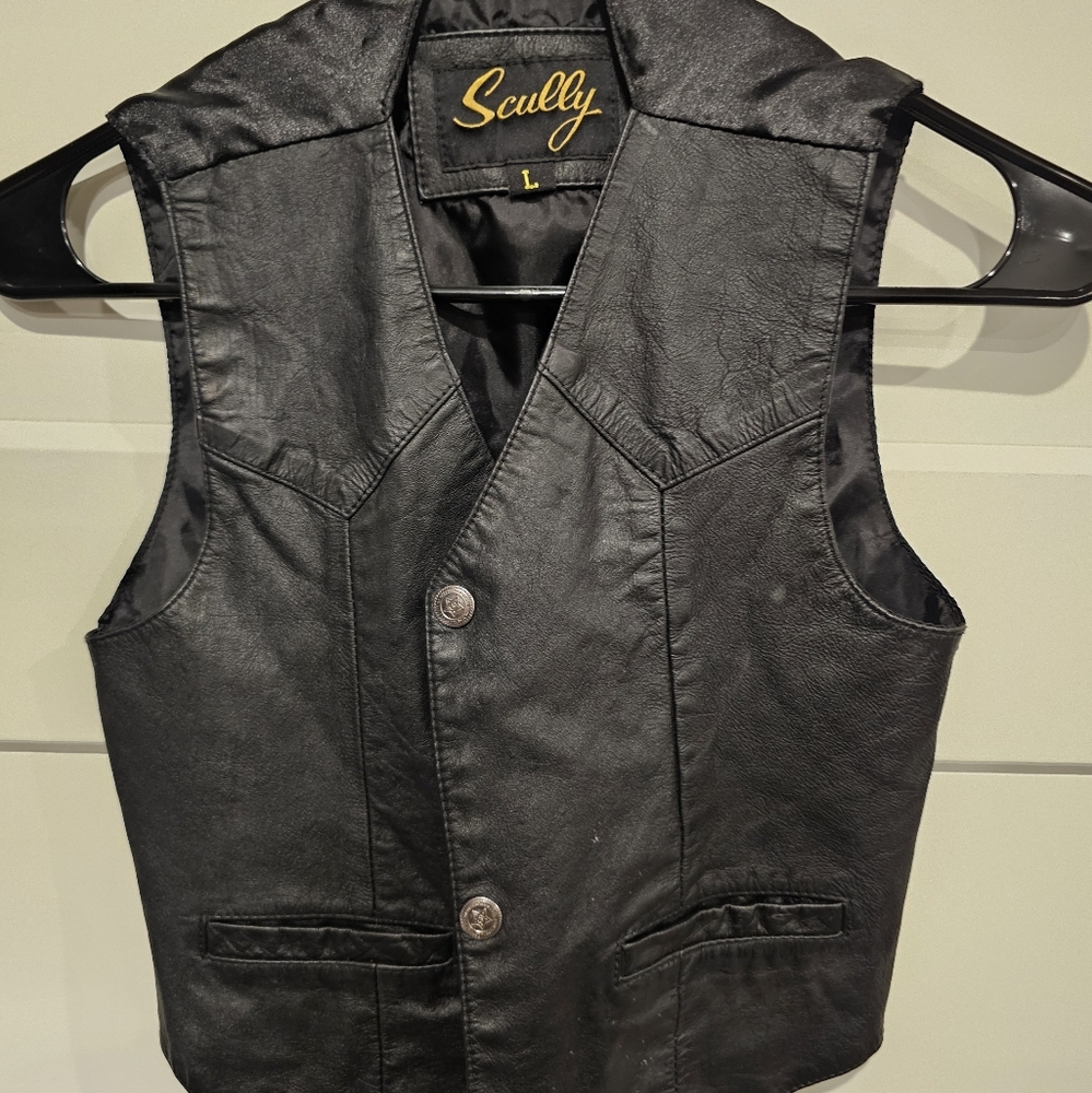 Scully Kids Jet Black Leather Vest